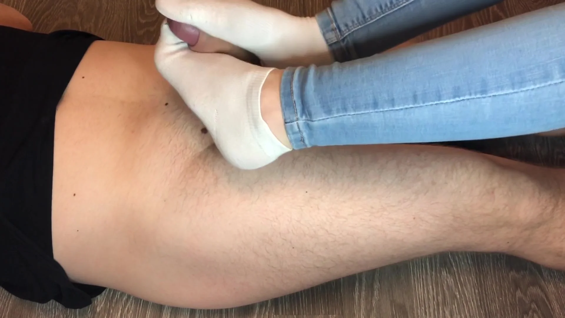 teen 18+ Socksjob With Pretty White Socks Cumshot On Socks Footjob Fetish
