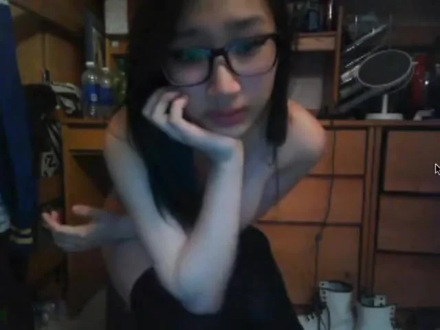 Korean girl with huge tits naked in dorm on webcam - see profile for more