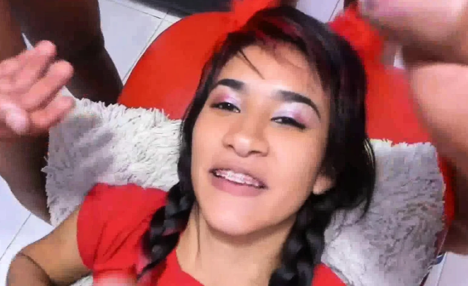 Latina Teen Gives Oral to Three Guys
