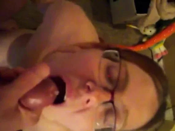 The cum flows into her mouth