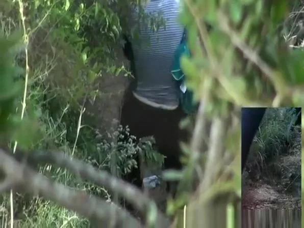 Blonde woman caught by two spy cams peeing