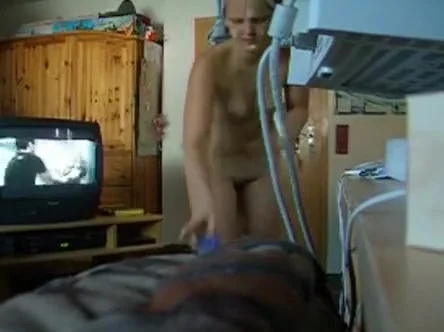 Step brother's girlfriend spied after a shower