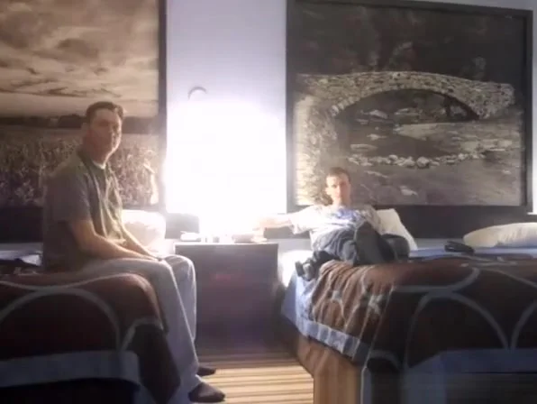 Hot blonde girlfriend threesome in hotel bedroom