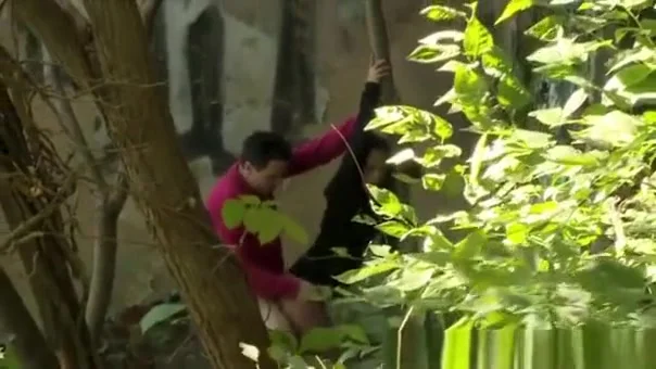 Boy with girl fucking in the park