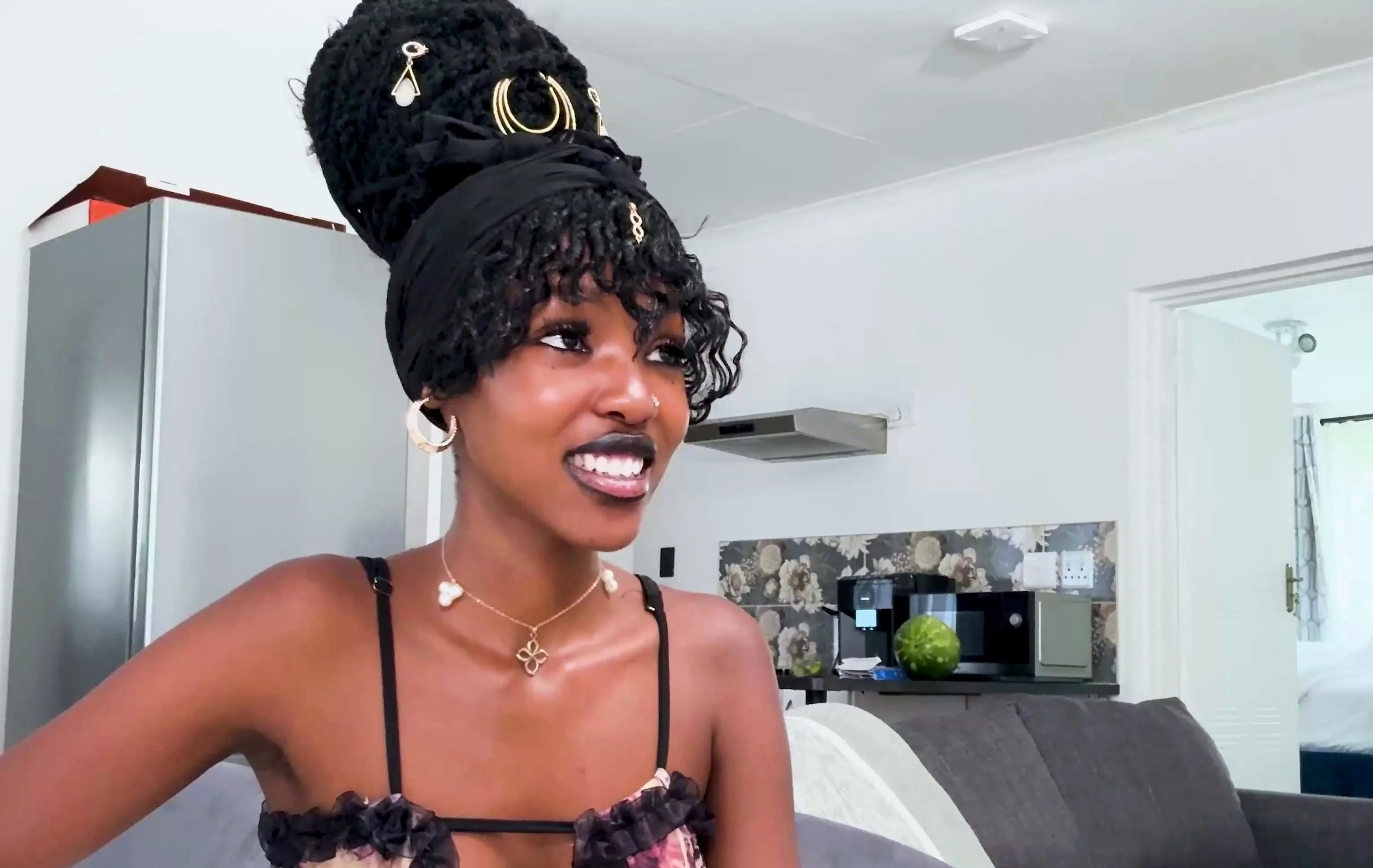 Petite ebony teen on first time casting