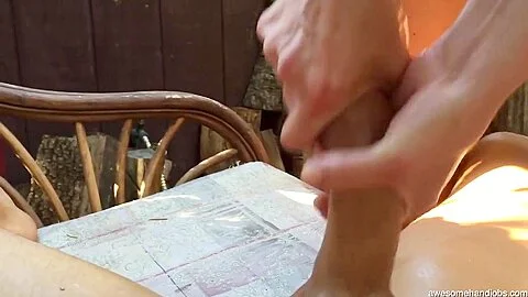 Awesomehandjobs - Slim Nudist Jerks Me Off Outside On H