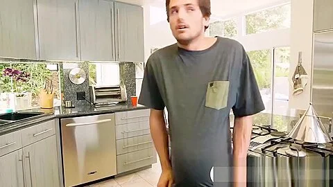teen 18+ couple threesome sex with stepmom in the kitchen