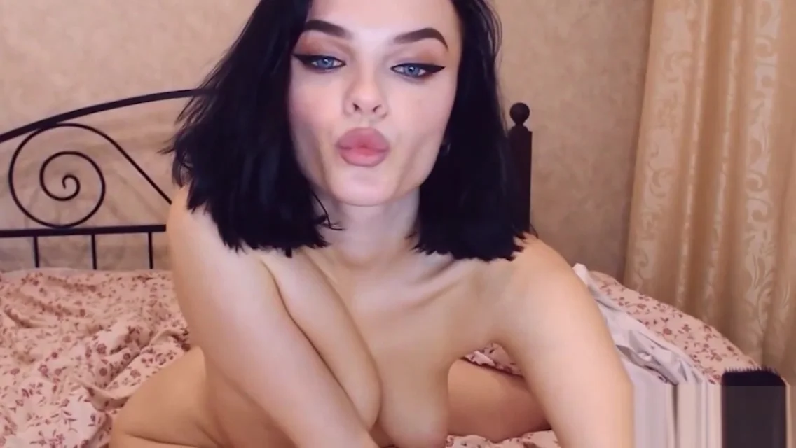 Russian babyface brunette masturbating on webcam
