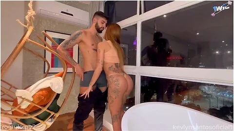 Ravishing redhead enjoys exhibitionism, plowed on hotel apartment window - Kevlyn Santos, the hottest XXX!