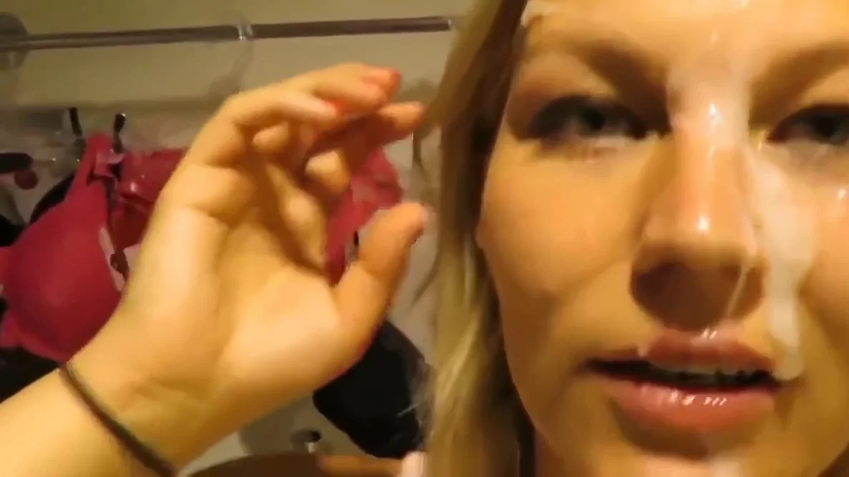 Hairy Wife Facialized By Stranger in Public Changing Room