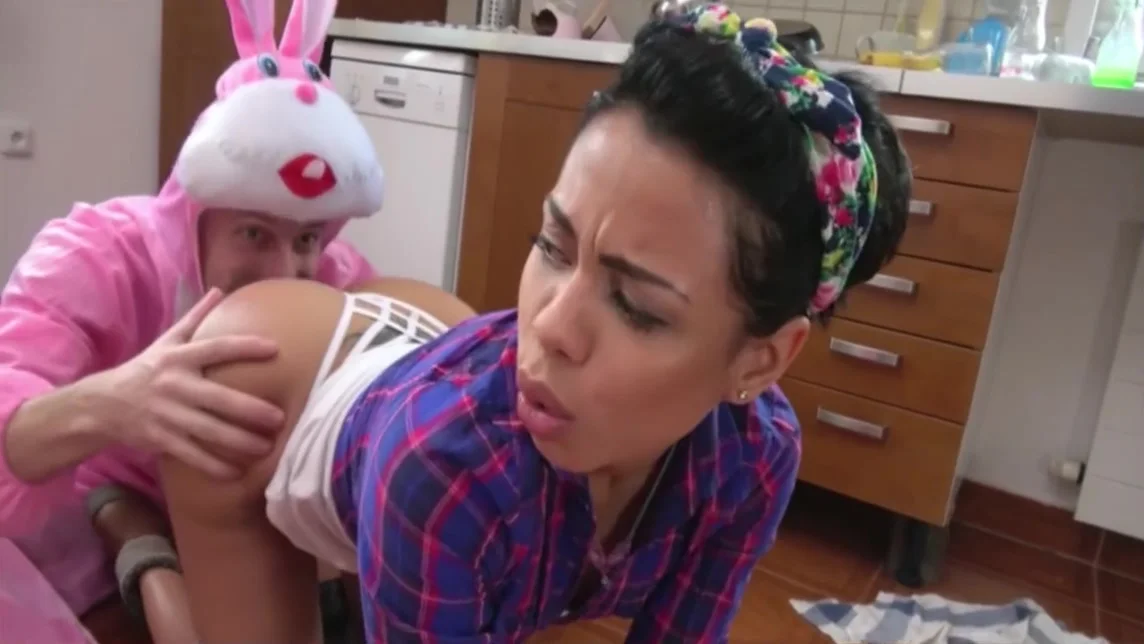 Latin Charwoman Rides Easter Bunnys Cock (retounrs)