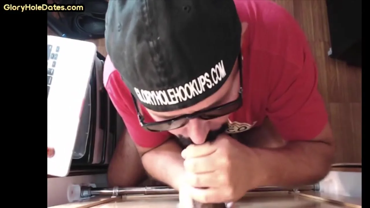 Gloryhole mature gay loves sucking dick while stroking it