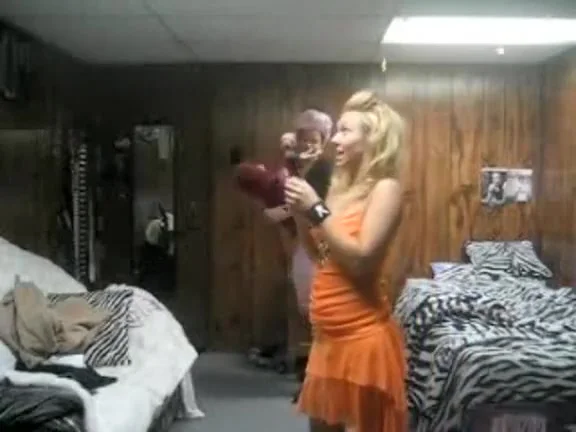 Blonde laughs so hard she pees her panties