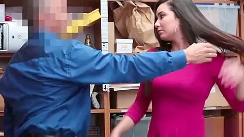 Busty thief used by a policeman after he busted her