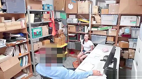 Skinny teen 18+ busted and fucked by a security guys big dick