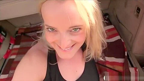 Pretty amateur blonde passenger fucked by fake driver