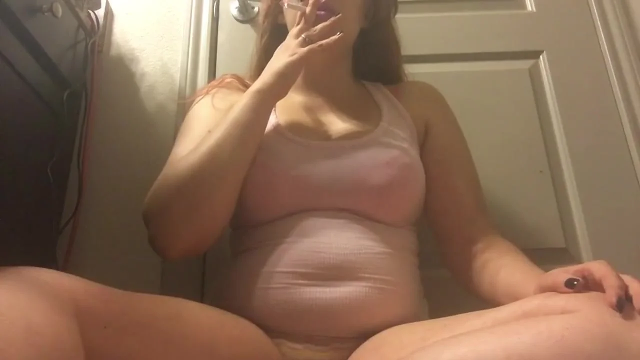 Chubby Babe Smoking White Filter 100 and Jiggling Big Belly Big Perky Tits