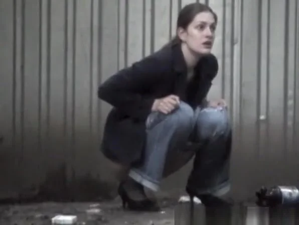 Blonde and brunette girls caught peeing outdoors