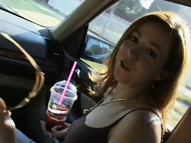 Nasty amateur redhead agrees to an anal creampie after her chocolate shake