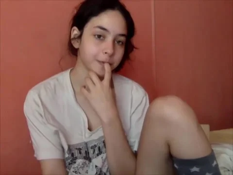 19 year old busty webcam girl with innocent face touches her
