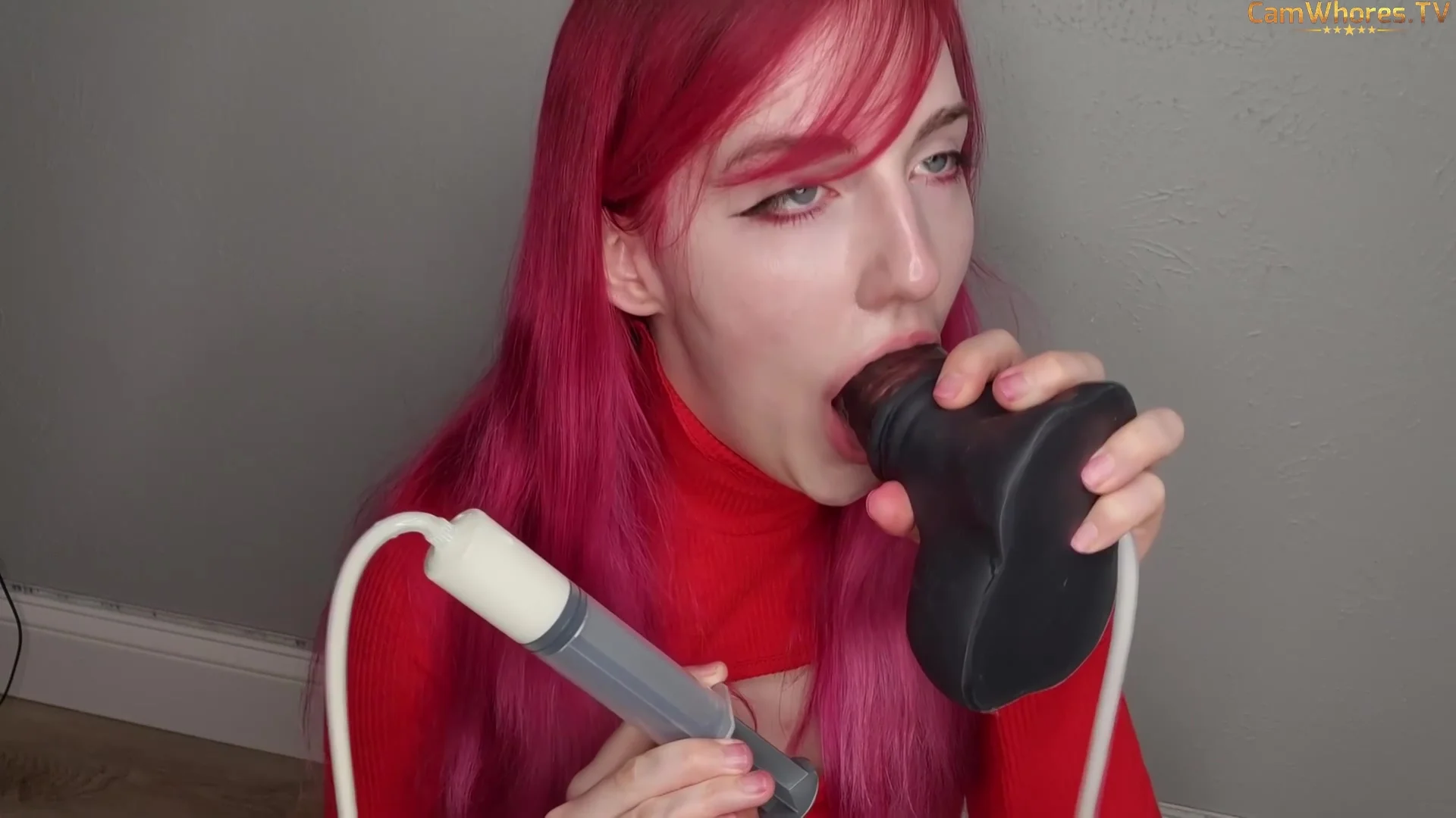 Redhead Slut Receives Huge Load From Big Dildo