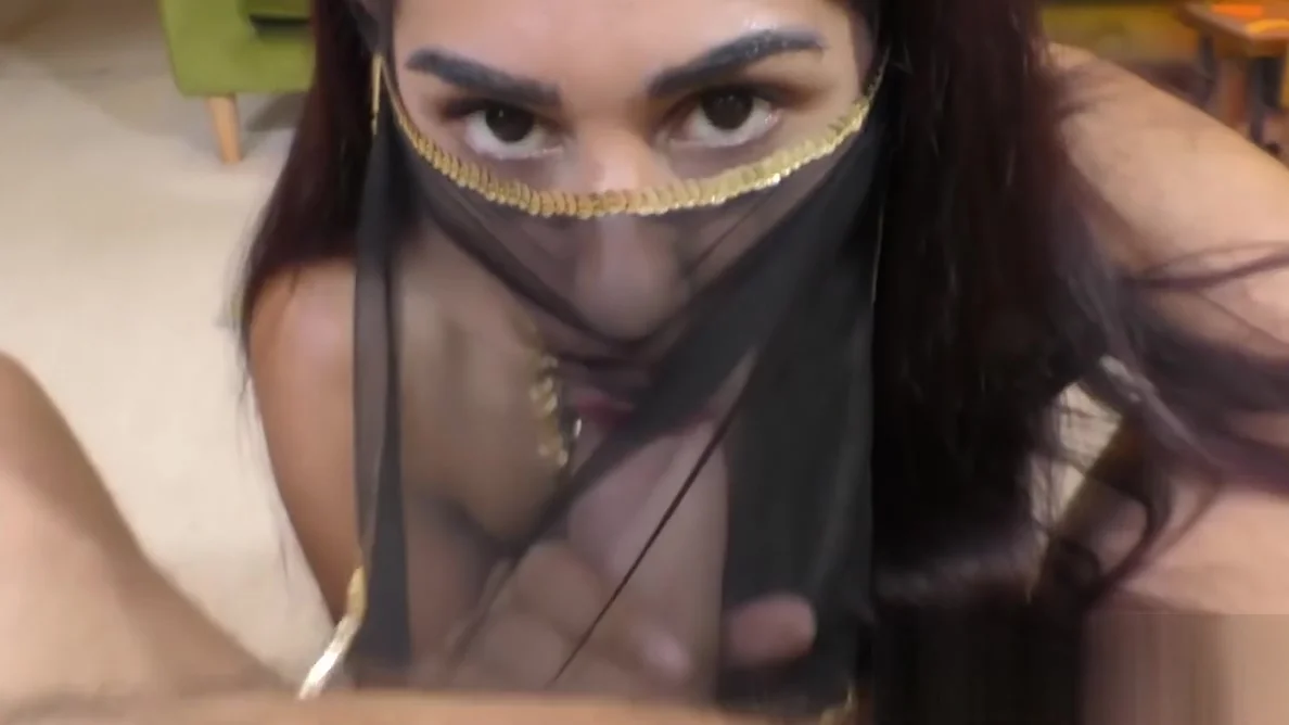 Arabic vixen makes big cock cum after POV blowjob