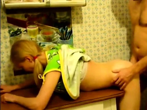 Blonde Girl Fucked At Kitchen Table
