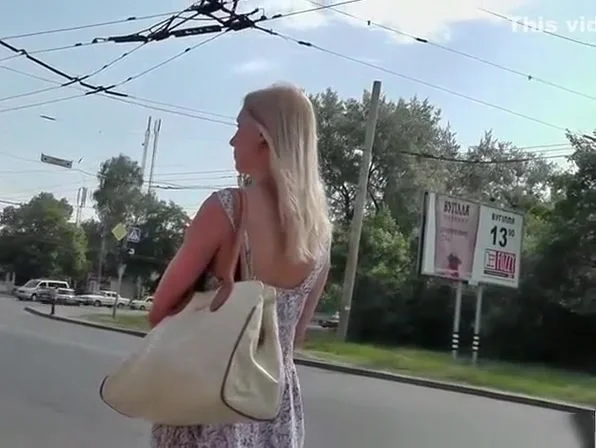 Blonde in mini dress upskirted