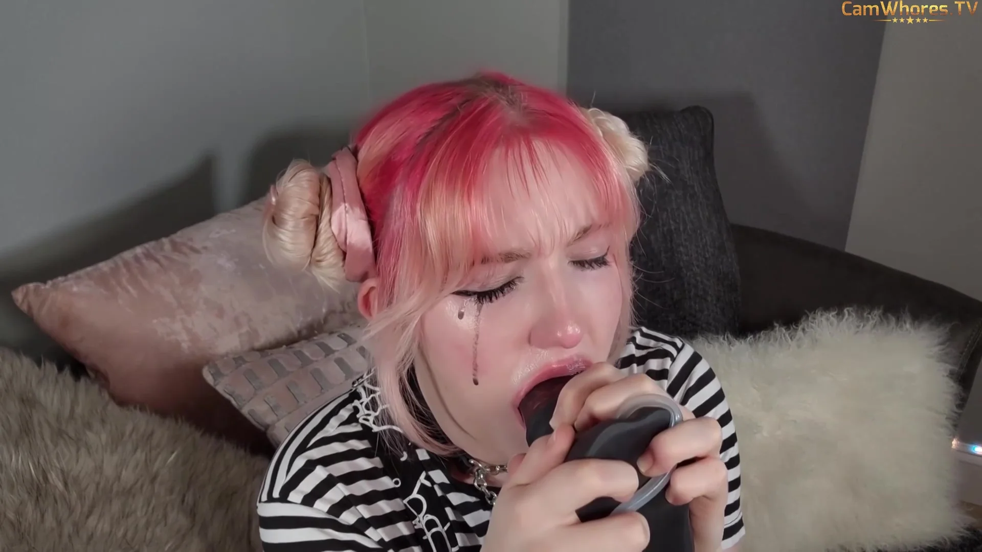 Kinky Slut Fucks Her Throat Hard With Big Dildo