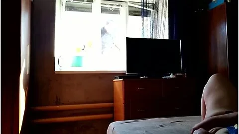 Milf Fucks Herself For Window Cleaner
