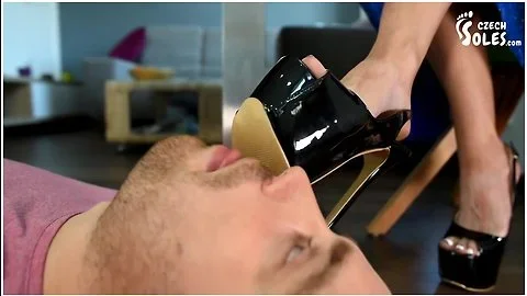 Dark Haired - Mistress Gets Her High Heel Shoes Worshiped By Her Slave