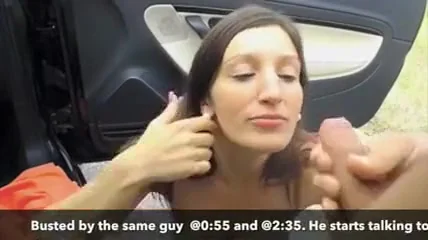 Wife Caught Sucking Cock and Getting a Facial on Public Road