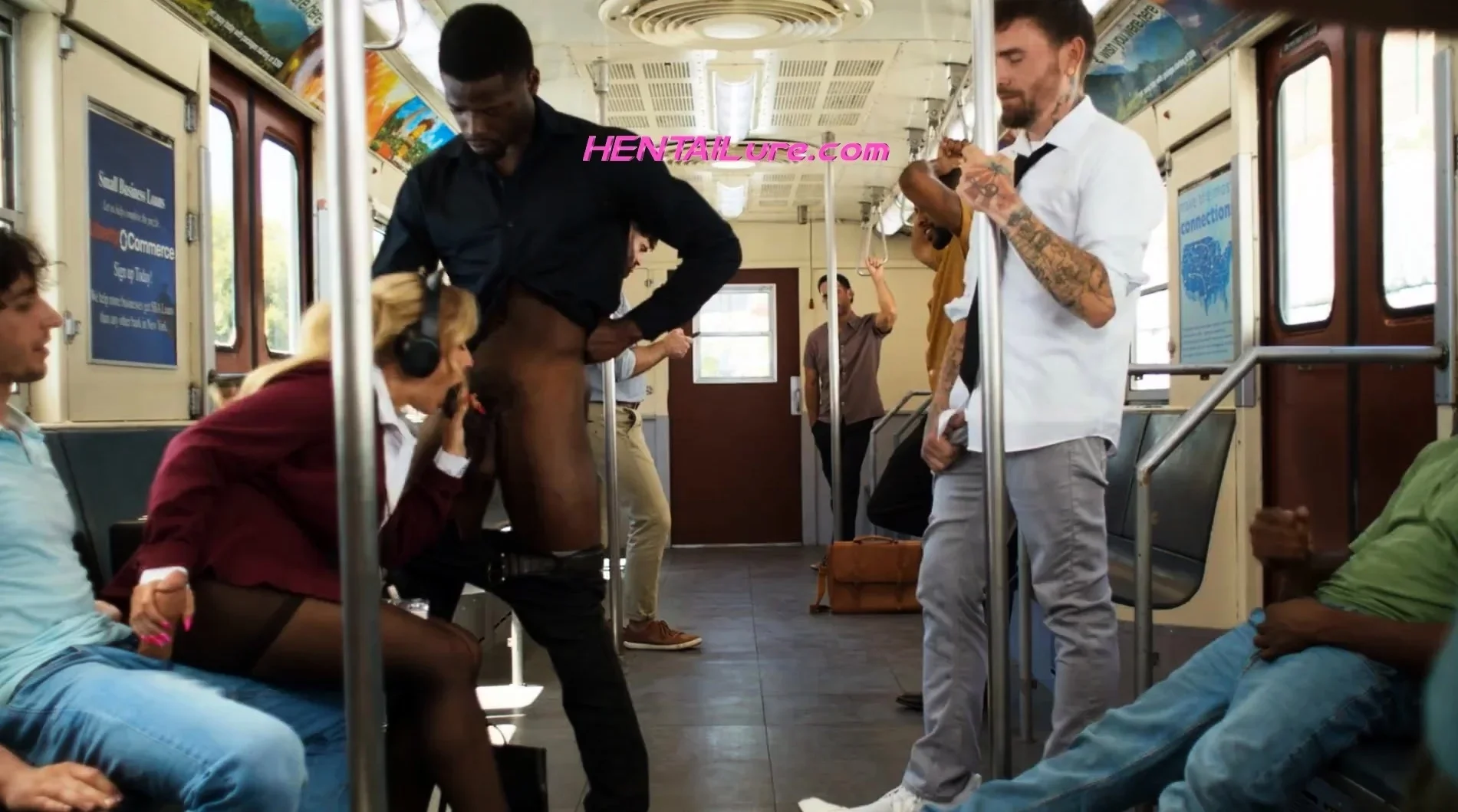 Blonde Commuter Is Pounded in Public Train - Covered in Cum