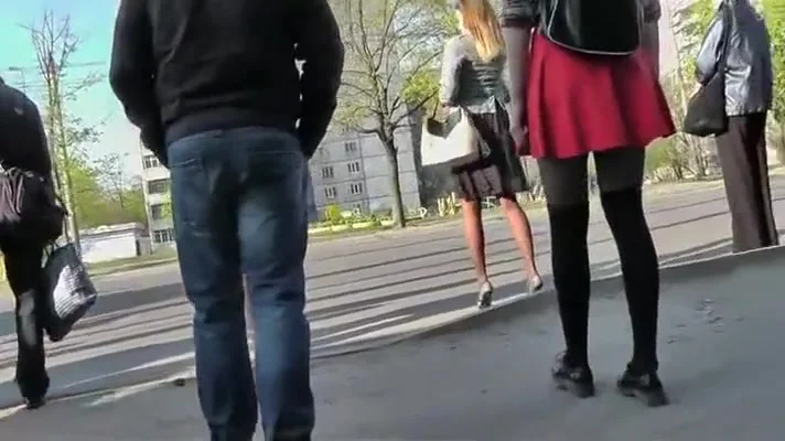 Torn pantyhose under a skirt