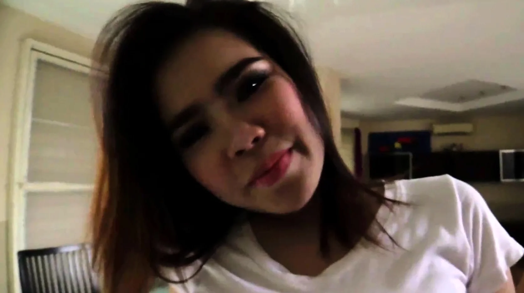 Big tit Thai teen with braces is a great cock sucker
