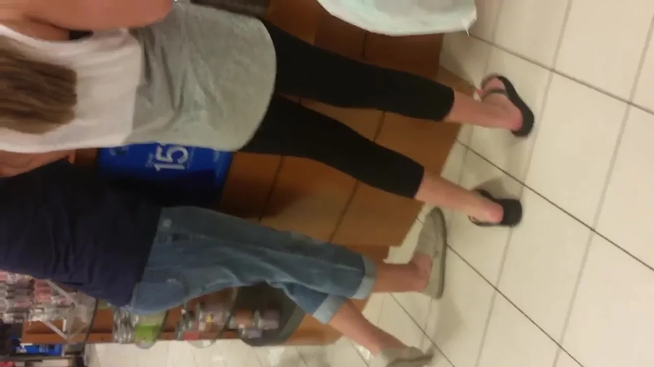 SUPER HOT teen 18+ AND MILF SPANDEX WITH RED TOES IN LINE