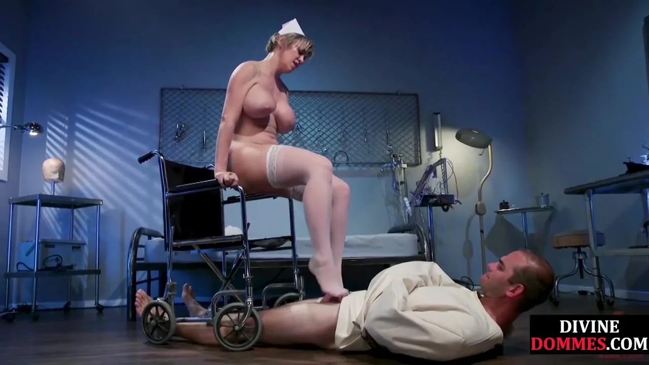 Femdom boobjob nurse ballbusting and facesitting patient