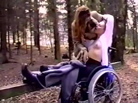 Wheelchair girl outdoor fun