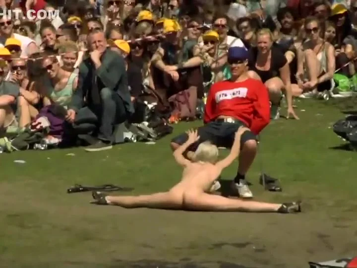 Striptease in front of massive audience