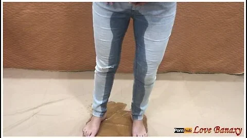 Piss In Jeans And Stuffing Wet Panties Inside Pussy, Masturbating