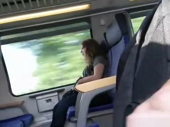 Guy plays with his cock in the train