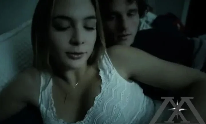 Watching Porn with StepSister - young blonde with natural