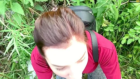 Public Outdoor Blowjob With Creampie From Shy Girl In The Bushes