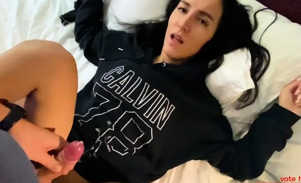 Hoodie-wearing Blowjob Queen Gets a Cumshot Surprise