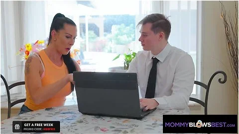 MommyBlowsBest - Brunette Busty Milf Blows Her Financial Officer Good