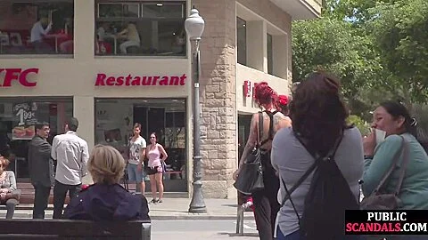 Slutty bae trapped at public place by dominant BDSM friends