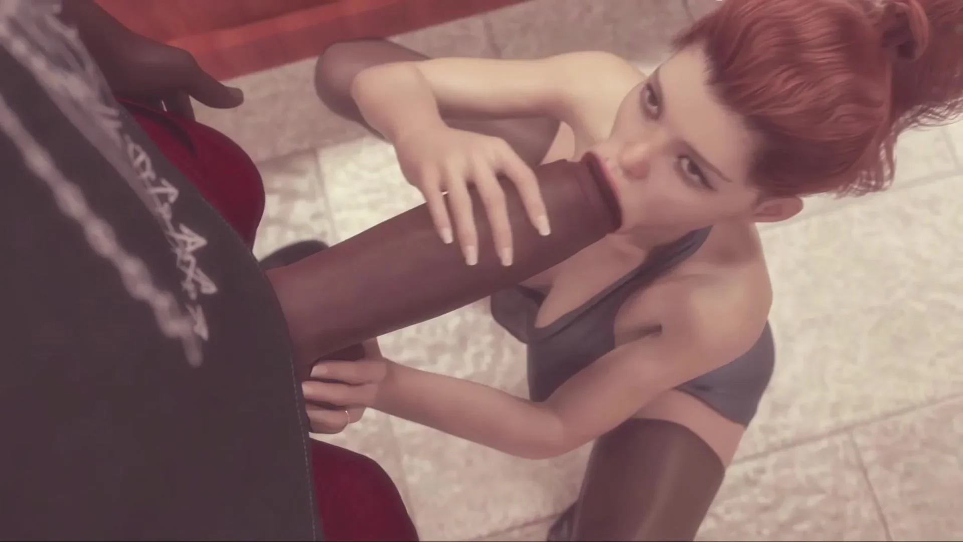 3d animated chick seduced at club allows random guy to bang her throat and finish in her cunt in toilet