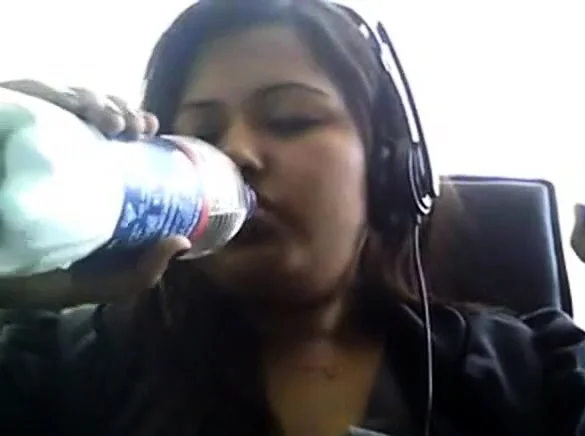 Bored Desi chubby on webcam plays with her boobie