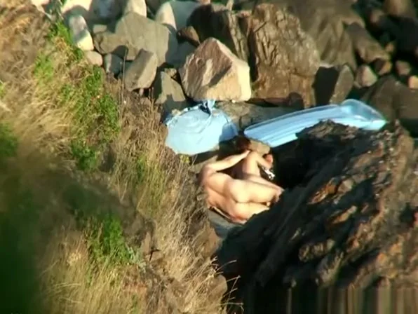 Nudist couple fucking in the rocks