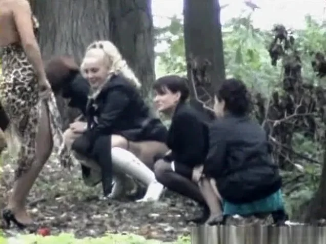 Outdoor hidden pee - whole wedding party